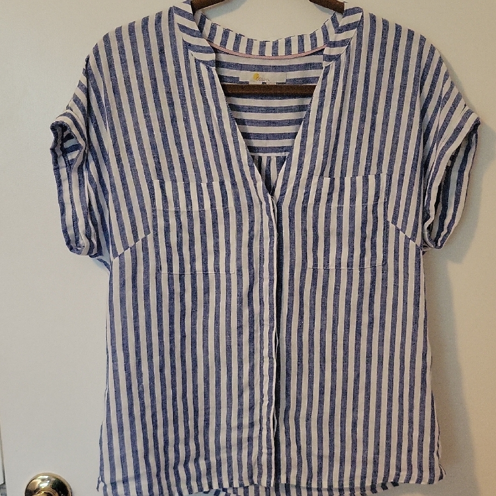 Boden Navy and White Striped Women's Blouse